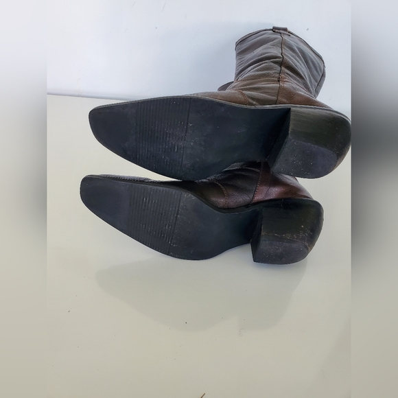 Nine West "COUNTING " Brown Leather Vintage Cowboy Boots Size 7M - Picture 10 of 13